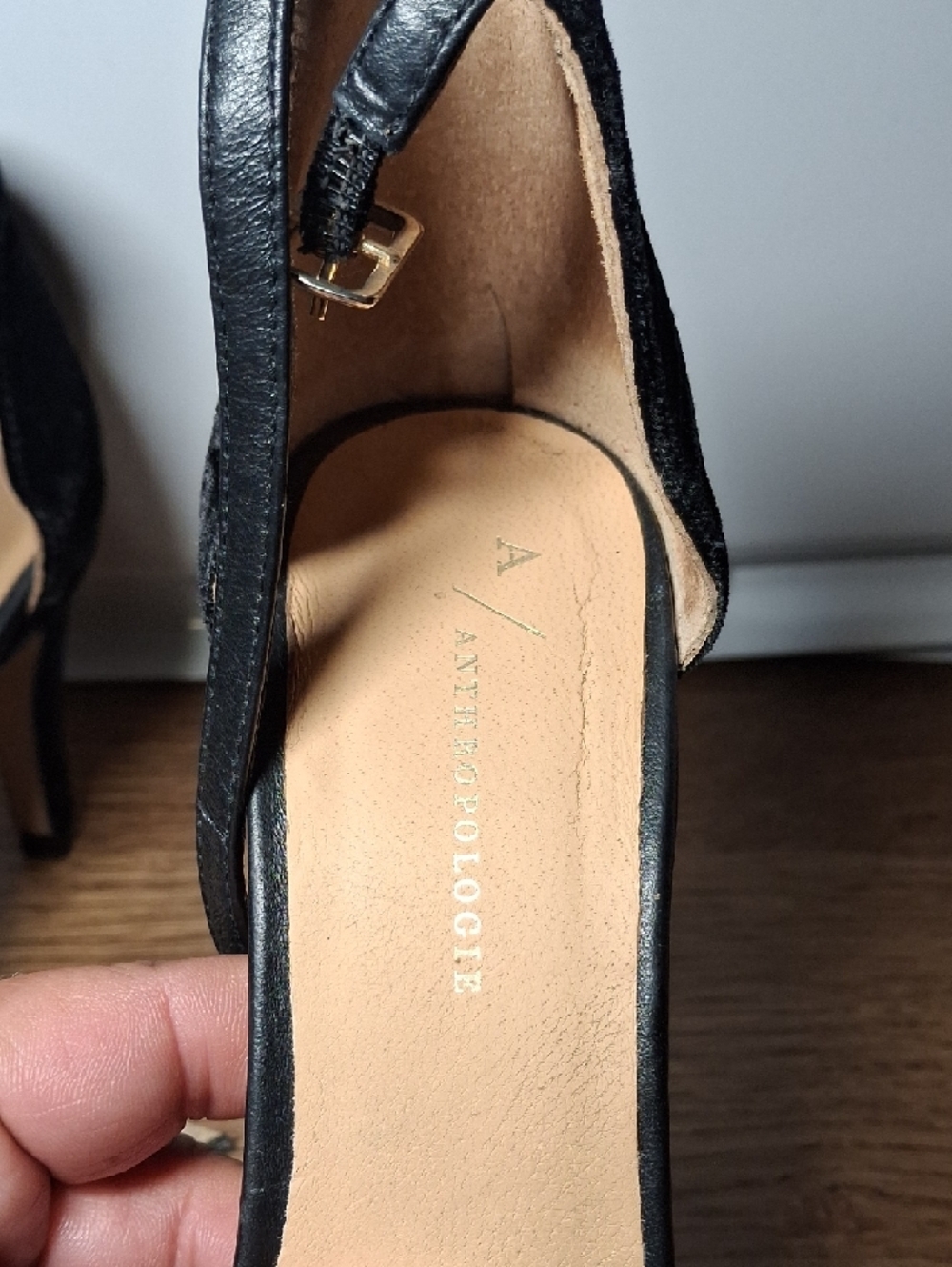 Anthropologie Black Velvet Bow Ankle-Strap Heels - Picture 2 of 7